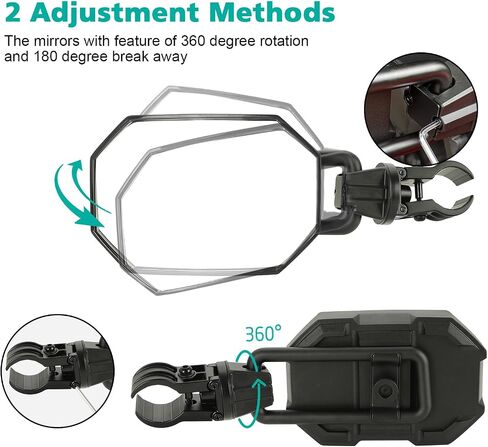 SUNPIE UTV Mirrors for 1.75’’ to 2’’ Roll Bar Cage, SXS Side View Mirror Compatible with Polaris RZR 800 900 1000 XP Turbo Teryx w/Install Tools and Orange Blue Insert, Adjustable Aluminum Tube Clamp in Saudi Arabia
