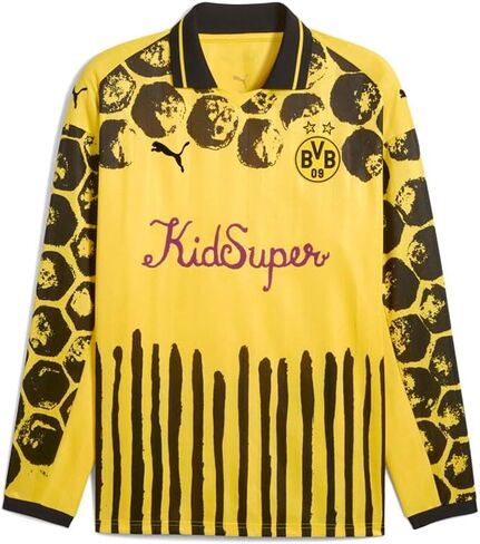 PUMA Mens Kidsuper X BVB Collared Short Sleeve Jersey Replica Casual - Black, Yellow in Saudi Arabia
