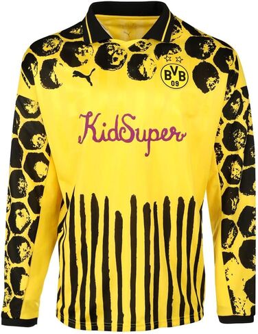 PUMA Mens Kidsuper X BVB Collared Short Sleeve Jersey Replica Casual - Black, Yellow in Saudi Arabia