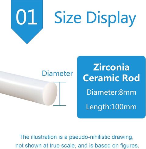 Ceramic Rods- Zirconia Ceramic Rods White 10cm Multiple Diameters(Diameter:8mm) in Saudi Arabia