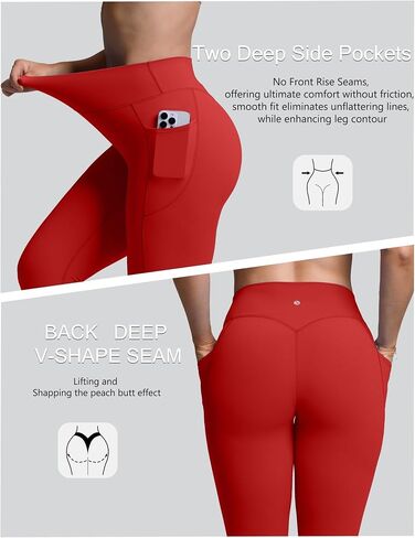 Sogetdo Leggings with Pockets for Women High Waistd No Front Seam Buttery Soft Stretchy Workout Running Gym Yoga Pants in Kuwait