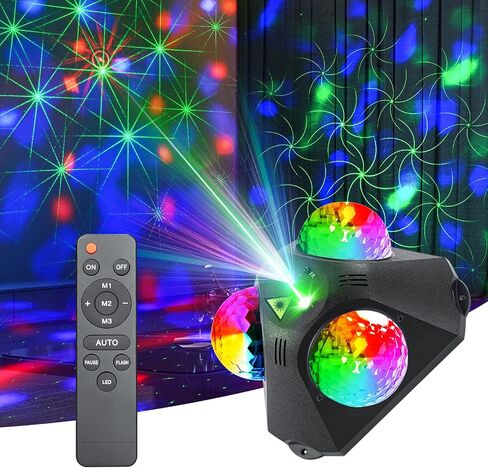 4 in-1 Disco Party Lights - RGB 3 Magic DJ Disco Ball, LED Sound Activated Laser Lights Projector with Remote for Home, Dance, Karaoke, Parties, Wedding, Birthday, Halloween, Christmas, Club Decor in Saudi Arabia
