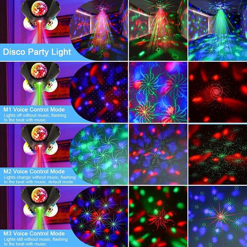 4 in-1 Disco Party Lights - RGB 3 Magic DJ Disco Ball, LED Sound Activated Laser Lights Projector with Remote for Home, Dance, Karaoke, Parties, Wedding, Birthday, Halloween, Christmas, Club Decor in Saudi Arabia
