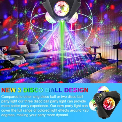 4 in-1 Disco Party Lights - RGB 3 Magic DJ Disco Ball, LED Sound Activated Laser Lights Projector with Remote for Home, Dance, Karaoke, Parties, Wedding, Birthday, Halloween, Christmas, Club Decor in Saudi Arabia