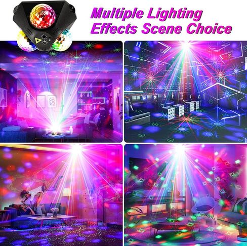 4 in-1 Disco Party Lights - RGB 3 Magic DJ Disco Ball, LED Sound Activated Laser Lights Projector with Remote for Home, Dance, Karaoke, Parties, Wedding, Birthday, Halloween, Christmas, Club Decor in Saudi Arabia
