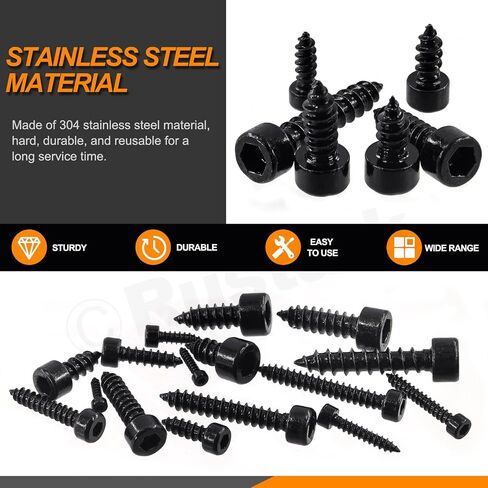 125Pcs 16 Sizes Silver Hex Socket Cap Head Self Tapping Screws with Hex Wrench 304 Stainless Steel M2-M6 Socket Cap Wood Screws Metric Hex Drive Head Cap Self Drilling Screw for Wood Machinery in Saudi Arabia