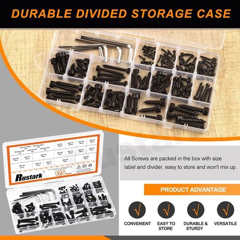 125Pcs 16 Sizes Silver Hex Socket Cap Head Self Tapping Screws with Hex Wrench 304 Stainless Steel M2-M6 Socket Cap Wood Screws Metric Hex Drive Head Cap Self Drilling Screw for Wood Machinery in Saudi Arabia