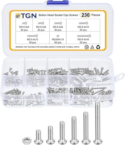 230pcs M2-0.4x4/6/8/10/12/16/16mm براغي قبعة مقبس الرأس - 304 مجموعة غسالة من الفولاذ المقاوم للصدأ مجموعة الغسالة - جيدة للدراجة على الطريق ، الدراجة الجبلية ، السيارات in Kuwait