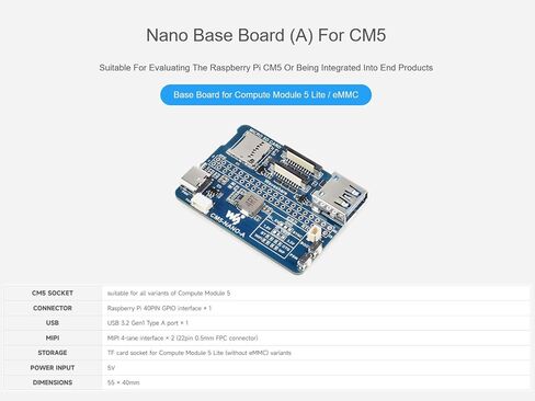 لوحة أساسية للوحدة النمطية لحساب Raspberry PI 5 Lite/EMMC ، نفس حجم CM5 ، مع واجهات طرفية متعددة ، مناسبة لتقييم CM5 أو دمجها في المنتجات النهائية in Saudi Arabia