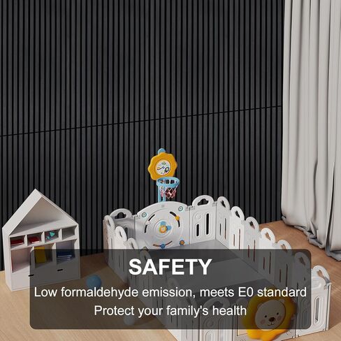 ألواح خشبية لألواح الجدار الصوتية الصوتية 2 قطعة 47.2 "× 23.6" لوحة امتصاص الصوت 3D 3D لديكور الجدار الداخلي والسقف - الأسود in Kuwait