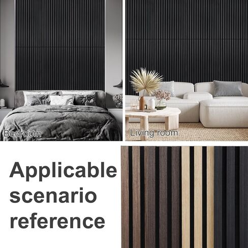 ألواح خشبية لألواح الجدار الصوتية الصوتية 2 قطعة 47.2 "× 23.6" لوحة امتصاص الصوت 3D 3D لديكور الجدار الداخلي والسقف - الأسود in Kuwait