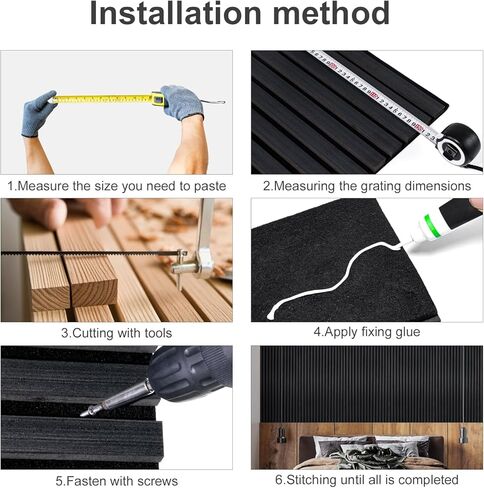 ألواح خشبية لألواح الجدار الصوتية الصوتية 2 قطعة 47.2 "× 23.6" لوحة امتصاص الصوت 3D 3D لديكور الجدار الداخلي والسقف - الأسود in Kuwait