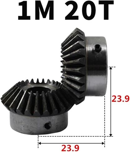 2-Pack Bevel Gear 1 Meter 20 Teeth 45# Steel Inner Hole 5/6/7/8/6.35/10/12mm Gear 90 Degree Meshing Angle Steel Gear(10mm,10pcs 1M 20Teeth) in Saudi Arabia