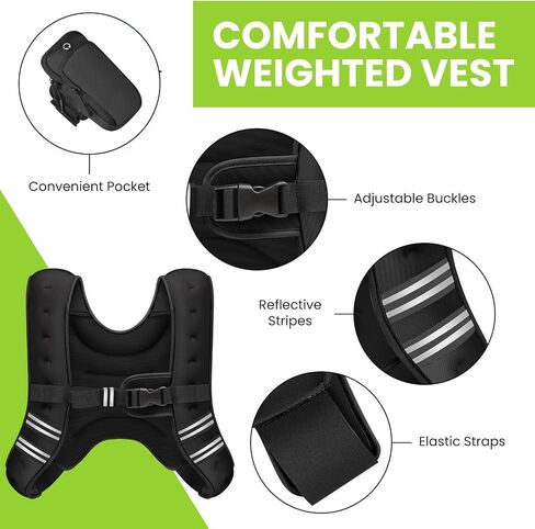 GEEBOBO Weighted Vest for Women Men, 8lb/12lb/16lb/20lb/25lb/30lb Weighted Vest Woman Adjustable Weights for Walking, Strength Training, Running, Muscle Building in Kuwait