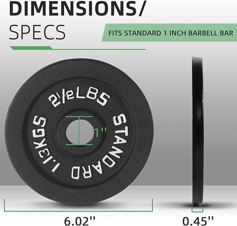 لوحة وزن الحديد الزهر القياسية 1 بوصة لتدريب القوة ورفع الأثقال ، أحجام متعددة in Kuwait