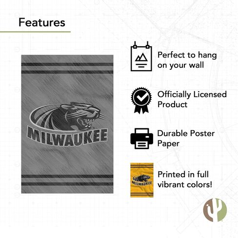 Desert Cactus University of Wisconsin Milwaukee Poster UWM Panthers 11 x 17 Inch Room Office Décor Decoration Official Fan Gear (11x17 inch, Version 3) in Saudi Arabia