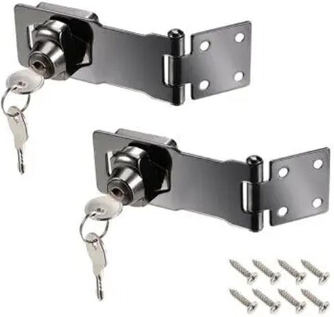 4-inch Keyed Hasp Locks w Screws for Door Keyed Alike Black 2Pcs in Saudi Arabia