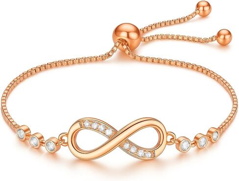 Infinity Bracelet for Women, 925 Sterling Silver with 14K Gold Plating, Adjustable Dainty Bracelet with Cubic Zirconia, Gift for Mom Wife Sister, Minimalist Jewelry in Saudi Arabia