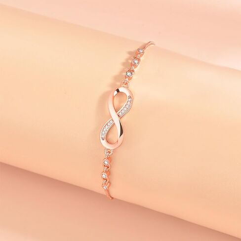 Infinity Bracelet for Women, 925 Sterling Silver with 14K Gold Plating, Adjustable Dainty Bracelet with Cubic Zirconia, Gift for Mom Wife Sister, Minimalist Jewelry in Saudi Arabia