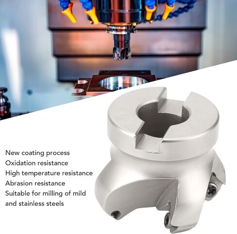 4 Flute Face Mill Cutter Head, Face Mill Cutter Holder with 10 Inserts Robust Oxidation Resist, End Milling Shell Cut for Metal Processing in Saudi Arabia