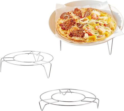 3 PCS 6.7 Inch Wire Pizza Pan Riser Stand, Round Stainless Steel Pizza Cooling Rack, Wire Baking Steaming Roasting Rack for Home Restaurant Buffet Party, 3 Heights (1.1'', 1.9'' and 2.56'') in Saudi Arabia