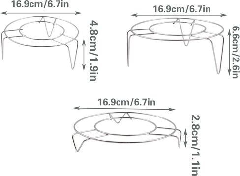 3 PCS 6.7 Inch Wire Pizza Pan Riser Stand, Round Stainless Steel Pizza Cooling Rack, Wire Baking Steaming Roasting Rack for Home Restaurant Buffet Party, 3 Heights (1.1'', 1.9'' and 2.56'') in Saudi Arabia