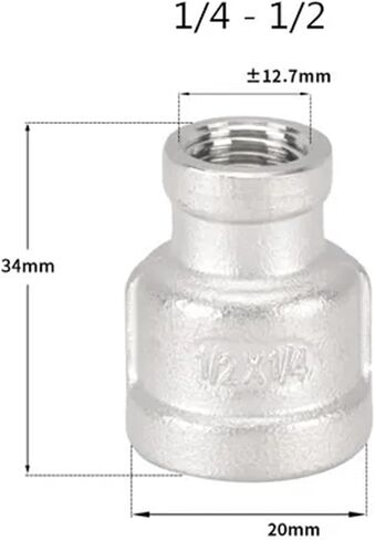GUMMMY 1pcs 1/8" 1/4" 3/8" 1/2" 3/4" 1" 1-1/4" 1-1/2" BSP Female to Female Thread Reducer 304 Stainless Steel Pipe Fitting Connector Adpater(1I4-1I2) in Kuwait