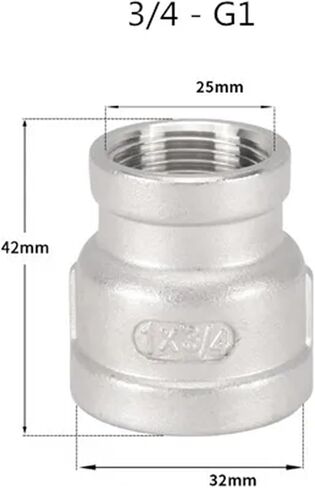 GUMMMY 1pcs 1/8" 1/4" 3/8" 1/2" 3/4" 1" 1-1/4" 1-1/2" BSP Female to Female Thread Reducer 304 Stainless Steel Pipe Fitting Connector Adpater(1I4-1I2) in Kuwait