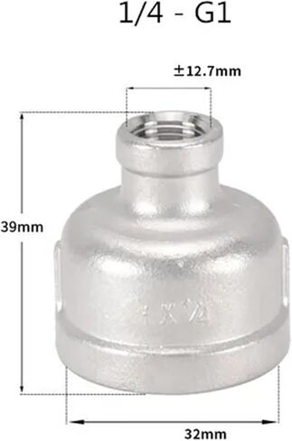 GUMMMY 1pcs 1/8" 1/4" 3/8" 1/2" 3/4" 1" 1-1/4" 1-1/2" BSP Female to Female Thread Reducer 304 Stainless Steel Pipe Fitting Connector Adpater(1I4-1I2) in Kuwait