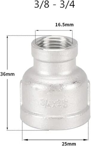 GUMMMY 1pcs 1/8" 1/4" 3/8" 1/2" 3/4" 1" 1-1/4" 1-1/2" BSP Female to Female Thread Reducer 304 Stainless Steel Pipe Fitting Connector Adpater(1I4-1I2) in Kuwait