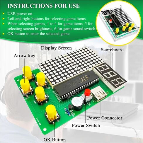 DIY Pixel Game Maker Kit Electronics DIY Soldering Project Practice Solder Learning Assembly with Shell in Saudi Arabia