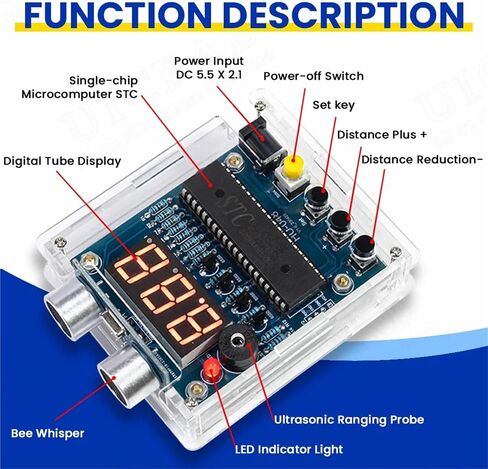 DIY Ultrasonic Ranging Electronic Kit STC with LED Measuring Distance 0-4M Radar Alarm DIY Soldering Project Practice Solder in Saudi Arabia