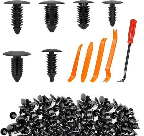 150PCS Car Bumper Retainer Clips, 6.3mm 8mm 9mm 10mm Expansion Screws with Removal Tools, Nylon Bumper Push Fasteners Door Trim Panel Rivet Clips Replacement Assortment in Kuwait