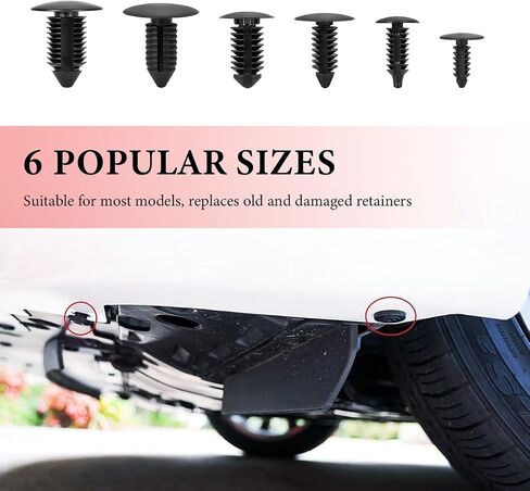 150PCS Car Bumper Retainer Clips, 6.3mm 8mm 9mm 10mm Expansion Screws with Removal Tools, Nylon Bumper Push Fasteners Door Trim Panel Rivet Clips Replacement Assortment in Kuwait
