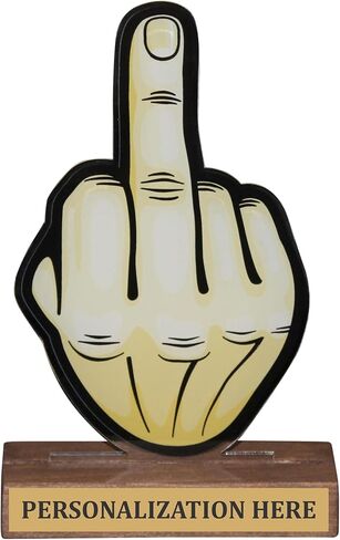 Trophy Outlet Middle Finger Acrylic Award Trophy with Custom Engraving – Funny Clear Acrylic Desk Trophy for Coworkers, Friends & Office Gag Gifts in Saudi Arabia