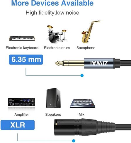 6.35mm 1/4 "إلى XLR الذكور ، XLR إلى 1/4 كابل ، TRS إلى XLR ذكر ، 1/4 إلى XLR من الذكور (1 ، 6 أقدام) in Kuwait