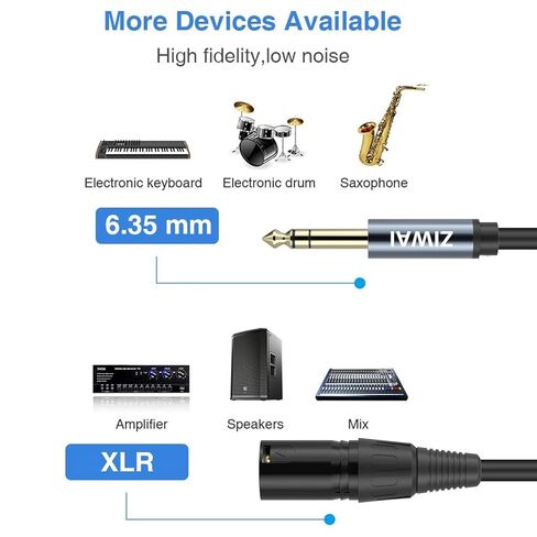 6.35mm 1/4 "إلى XLR الذكور ، XLR إلى 1/4 كابل ، TRS إلى XLR ذكر ، 1/4 إلى XLR من الذكور (1 ، 6 أقدام) in Saudi Arabia