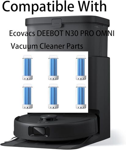 6 PCS مكنسة مكنسة نظافة صلبة منظف الأرضية متوافقة مع Ecovacs Deebot N30 Omni/N30 Pro Omni DSC060002 منظفات صلبة زرقاء ، إكسسوارات استبدال مكنسة كهربائية روبوت in Kuwait