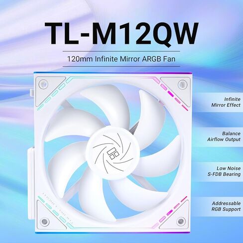 Thermalright TL-M12QW CPU Fan 120mm Case Case ، PWM Connector Silent Computer التبريد مع محمل S-FDB ، مروحة الكمبيوتر مع تأثير ضوء ARGB ، ضوضاء منخفضة ، لبنة البناء نسخة كمبيوتر مروحة. in Saudi Arabia