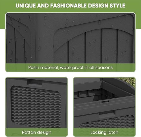Patiowell 36 Gallon Trash Trash Can ، Resin Outdoor Garbage Can With Lid for Patio ، Backyard ، Deck ، Dark Brown (2 pack) in Saudi Arabia