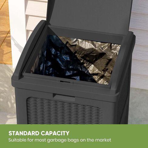 Patiowell 36 Gallon Trash Trash Can ، Resin Outdoor Garbage Can With Lid for Patio ، Backyard ، Deck ، Dark Brown (2 pack) in Saudi Arabia