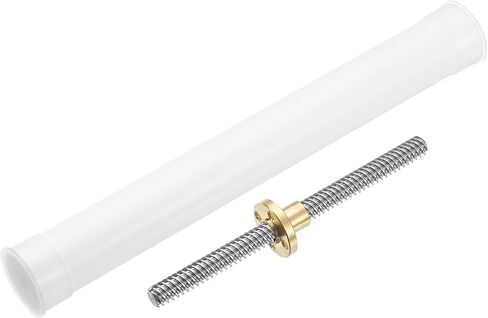 UXCELL 1PCS 380MM TR8X2 برغي الرصاص مع الجوز النحاسي (خيط ACME ، الملعب 2 مم ، 1 بدايات ، رصاصة 2 مم) ، 304 ترقية طابعة شريط المسمار الفولاذ المقاوم للصدأ مع أنبوب التغليف البلاستيكي ، الفضة in Saudi Arabia