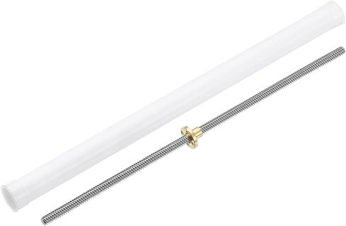 uxcell 1Pcs 150mm Tr8x4 Lead Screw with Brass Nut (Acme Thread, 2mm Pitch, 2 Starts, 4mm Lead), 304 Stainless Steel Screw Bar Printer Upgrade Parts with Plastic Packaging Tube, Silver in Saudi Arabia