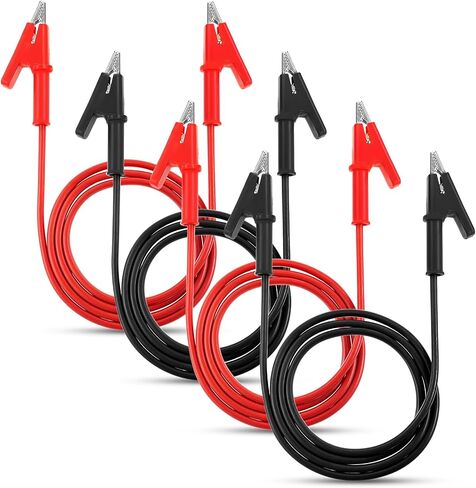 4Pcs 14 Gauge Alligator Clips with Wires for Multimeter, 15A Jumper Wires Heavy Duty Silicone Test Leads for Electrical Testing(3.3Ft) in Saudi Arabia