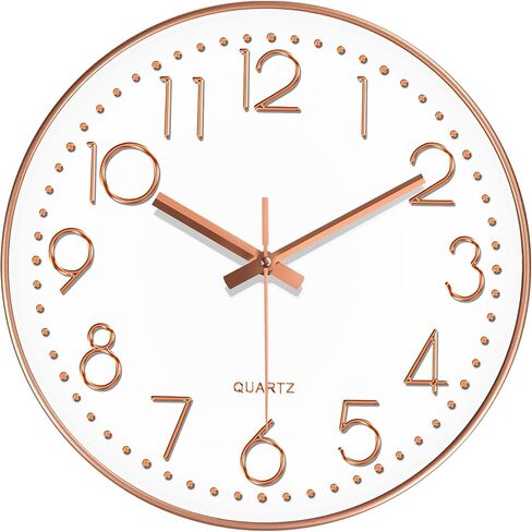 Silent Wall Clocks Battery Operated 8 Inch, Analog Wall Clock with Oversized Number Tempered Glass Clock Face, Quartz Non Ticking Wall Clocks for Living Room Bedroom Kitchen Office, Grey in Kuwait