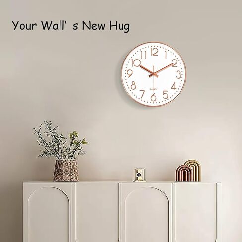 Silent Wall Clocks Battery Operated 8 Inch, Analog Wall Clock with Oversized Number Tempered Glass Clock Face, Quartz Non Ticking Wall Clocks for Living Room Bedroom Kitchen Office, Grey in Kuwait