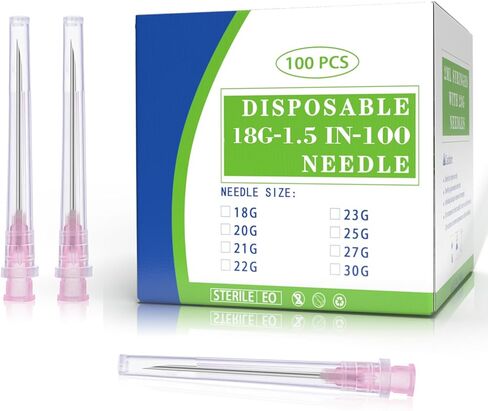 100 Pcs 25 Gauge 1/2 Inch Disposable Needles, 100 Pcs Luer Lock Lab Accessories, Individual Packaged in Kuwait