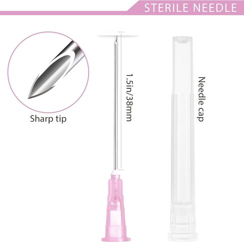 100 Pcs 25 Gauge 1/2 Inch Disposable Needles, 100 Pcs Luer Lock Lab Accessories, Individual Packaged in Kuwait