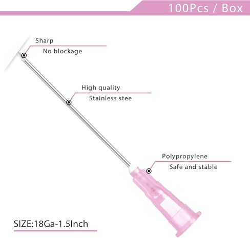 100 Pcs 25 Gauge 1/2 Inch Disposable Needles, 100 Pcs Luer Lock Lab Accessories, Individual Packaged in Kuwait