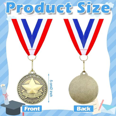 Remuuly 30 Pcs Principal Gold Medals Bulk 2'' Award Medals with Neck Ribbons Principal Trophy Award Prize Gift for Sports Participation Winner in Saudi Arabia